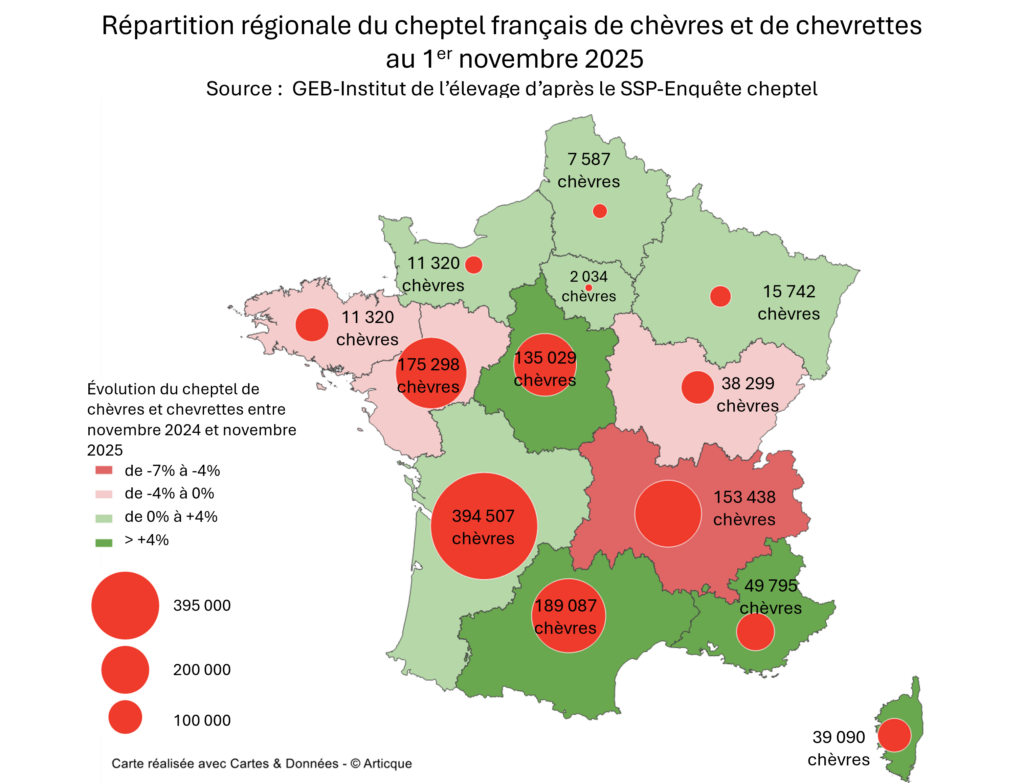 Carte du cheptel caprin en 2025